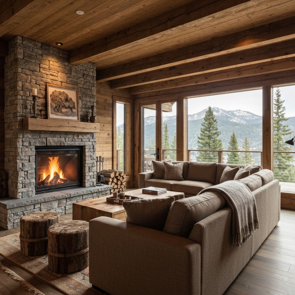 Livingul interior cu șemineu