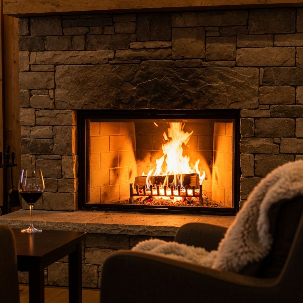 Șemineu cu lemne în living