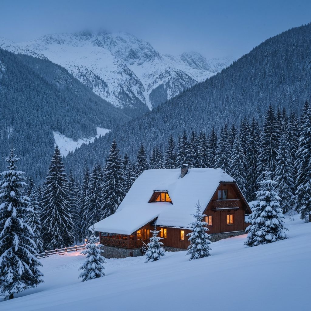 Pensiunea iarna cu zăpadă